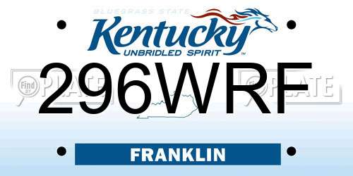 296WRF Kentucky License Plate
