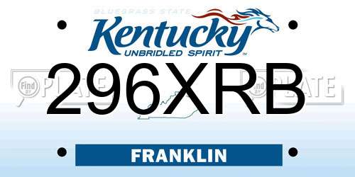 296XRB Kentucky License Plate