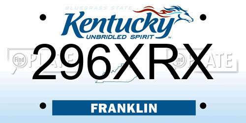 296XRX Kentucky License Plate