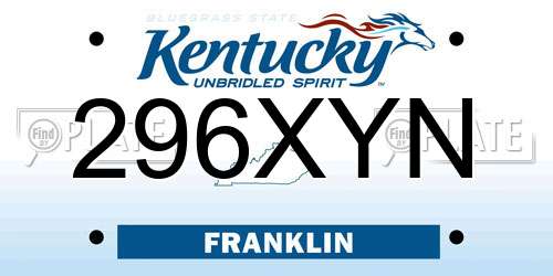296XYN Kentucky License Plate