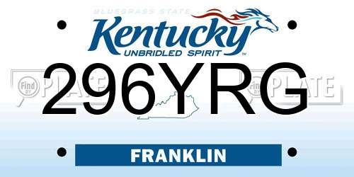 296YRG Kentucky License Plate