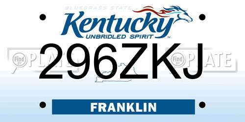 296ZKJ Kentucky License Plate