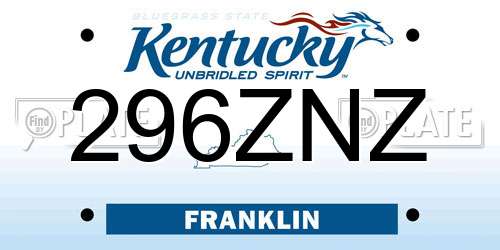 296ZNZ Kentucky License Plate
