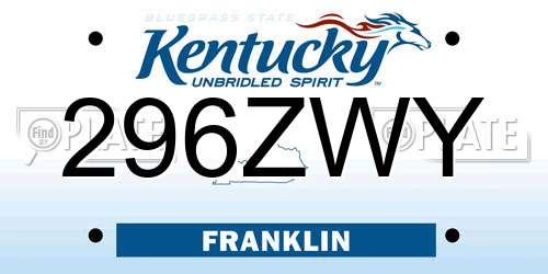 296ZWY Kentucky License Plate