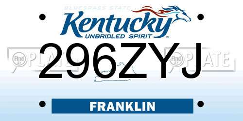 296ZYJ Kentucky License Plate