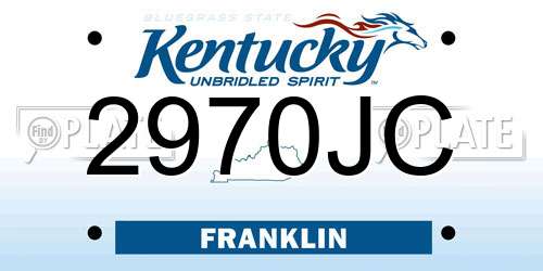 2970JC Kentucky License Plate