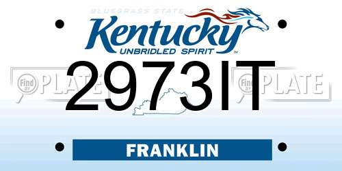 2973IT Kentucky License Plate