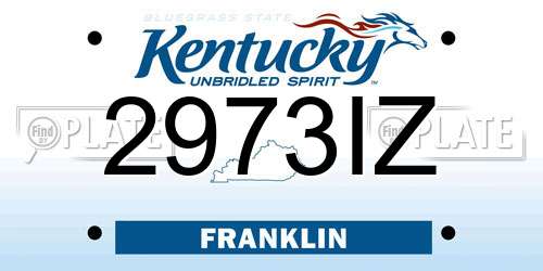 2973IZ Kentucky License Plate