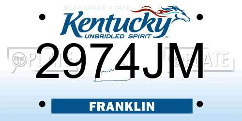 2974JM Kentucky License Plate