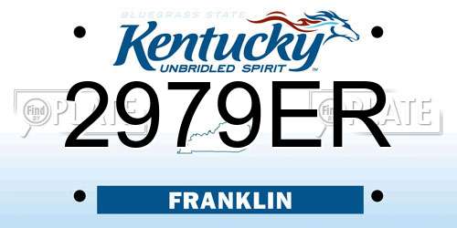 2979ER Kentucky License Plate