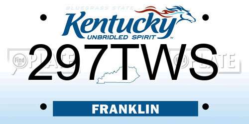 297TWS Kentucky License Plate
