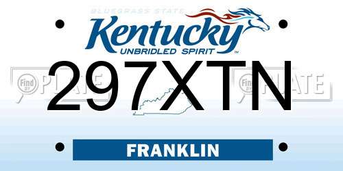 297XTN Kentucky License Plate