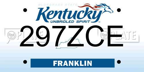 297ZCE Kentucky License Plate