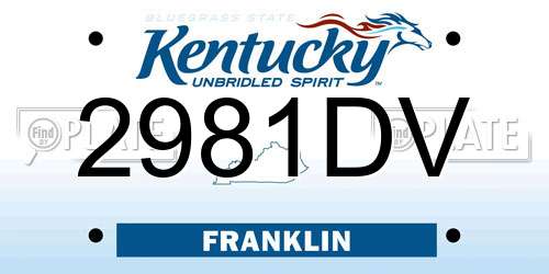 2981DV Kentucky License Plate