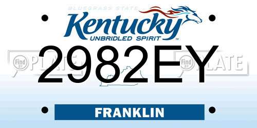 2982EY Kentucky License Plate