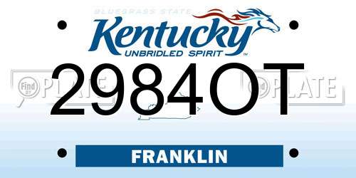 2984OT Kentucky License Plate
