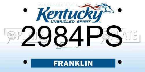 2984PS Kentucky License Plate