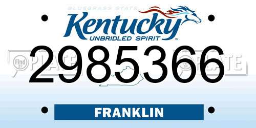 2985366 Kentucky License Plate