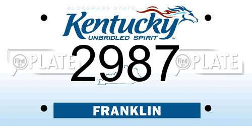 2987 Kentucky License Plate