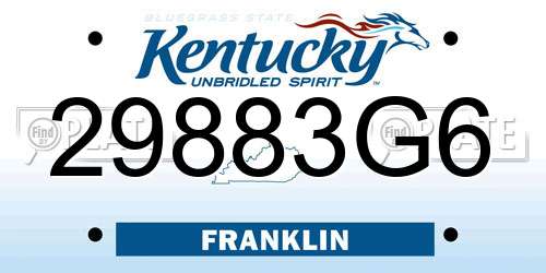29883G6 Kentucky License Plate