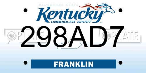 298AD7 Kentucky License Plate