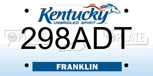 298ADT Kentucky License Plate