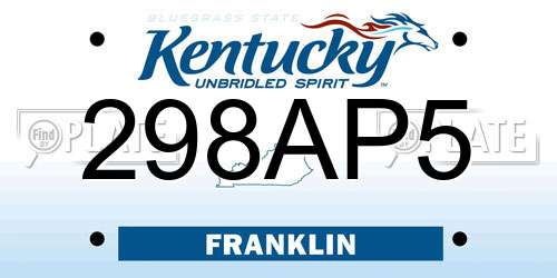 298AP5 Kentucky License Plate