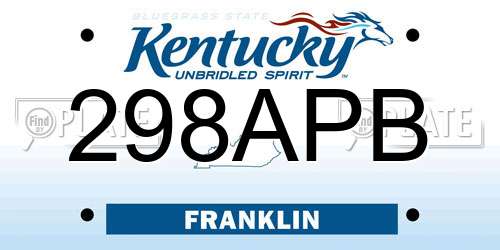 298APB Kentucky License Plate