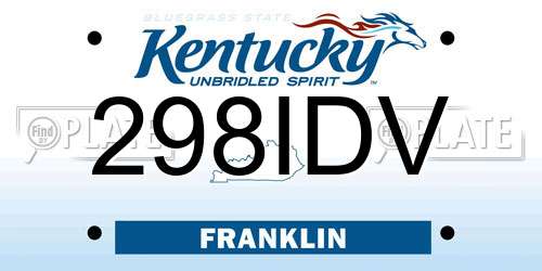 298IDV Kentucky License Plate