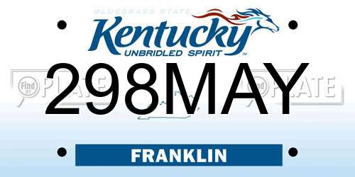 298MAY Kentucky License Plate