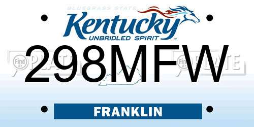 298MFW Kentucky License Plate