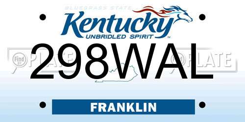 298WAL Kentucky License Plate