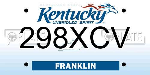 298XCV Kentucky License Plate