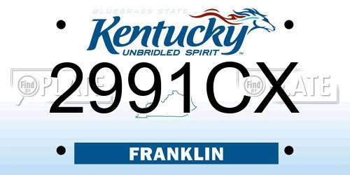 2991CX Kentucky License Plate