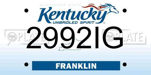 2992IG Kentucky License Plate
