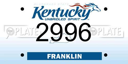 2996 Kentucky License Plate