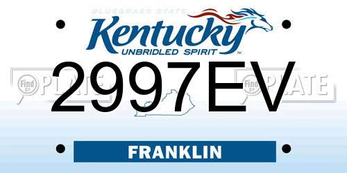 2997EV Kentucky License Plate