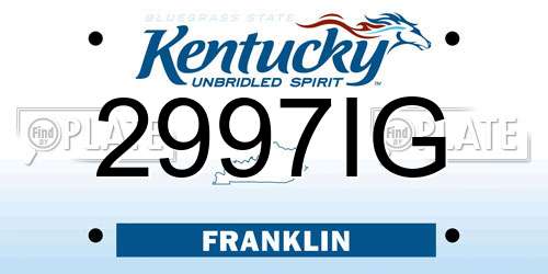 2997IG Kentucky License Plate