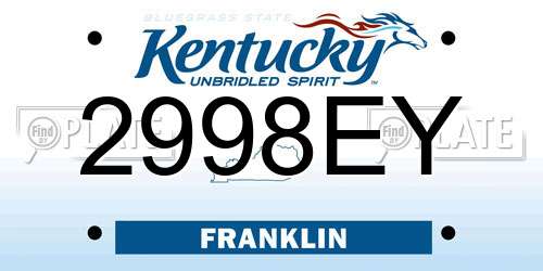 2998EY Kentucky License Plate