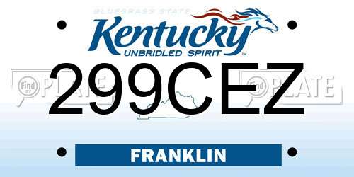 299CEZ Kentucky License Plate
