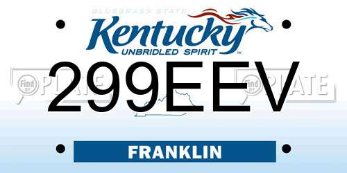 299EEV Kentucky License Plate