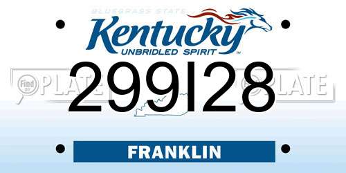 299I28 Kentucky License Plate