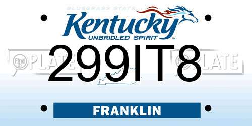 299IT8 Kentucky License Plate