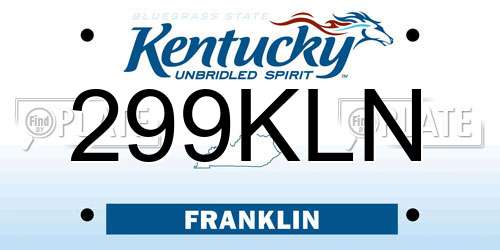 299KLN Kentucky License Plate