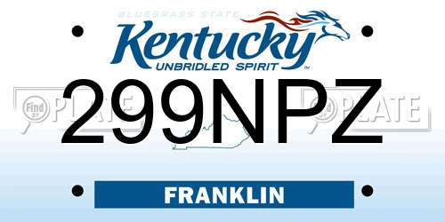 299NPZ Kentucky License Plate