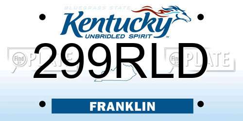 299RLD Kentucky License Plate