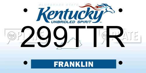 299TTR Kentucky License Plate