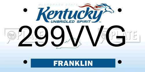 299VVG Kentucky License Plate