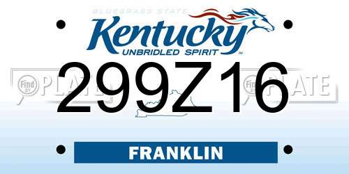299Z16 Kentucky License Plate
