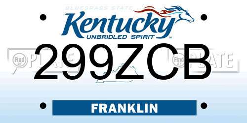 299ZCB Kentucky License Plate